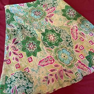 A. Byer Green and Pink Floral A-Line Skirt